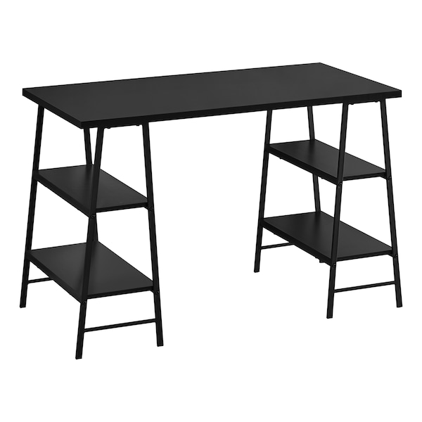 Monarch Specialties Computer Desk, Home Office, Laptop, Storage Shelves, 48"L, Work, Metal, Laminate, Black I 7522 - main
